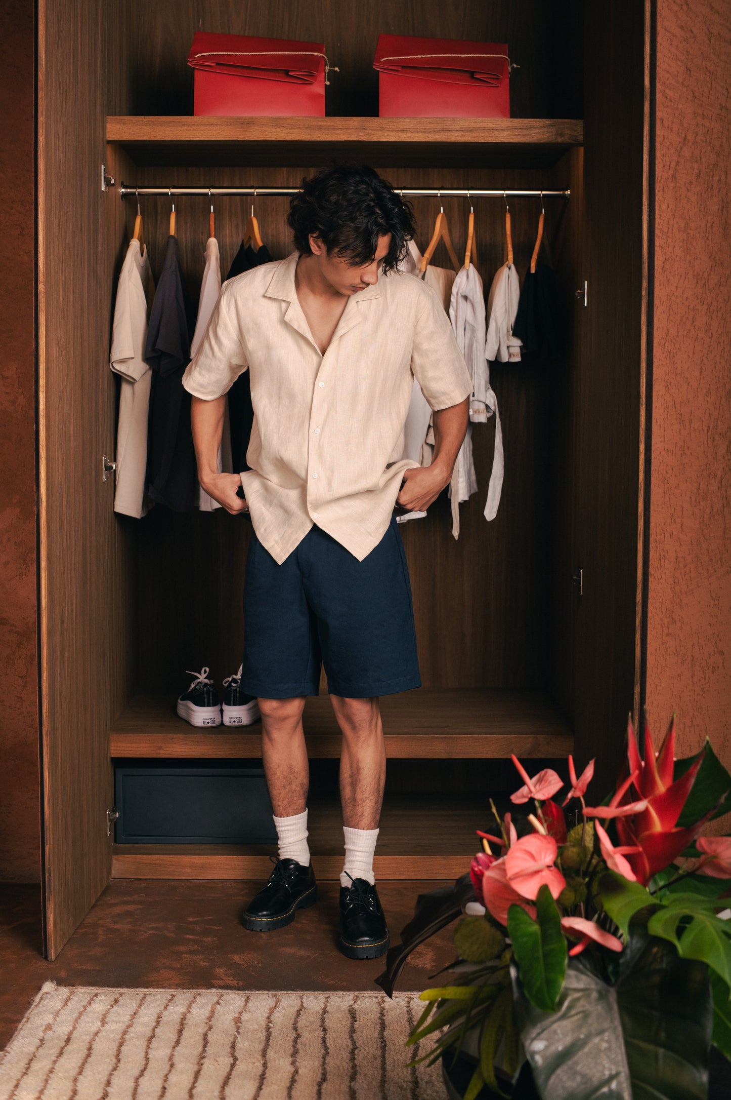 Linen Camper Collar Shirt