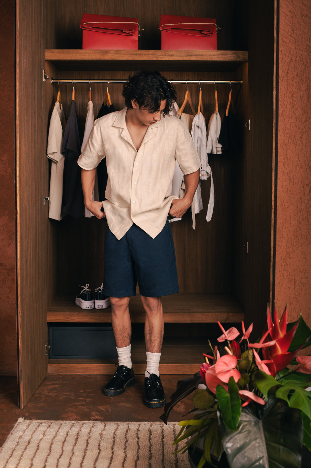 Linen Camper Collar Shirt