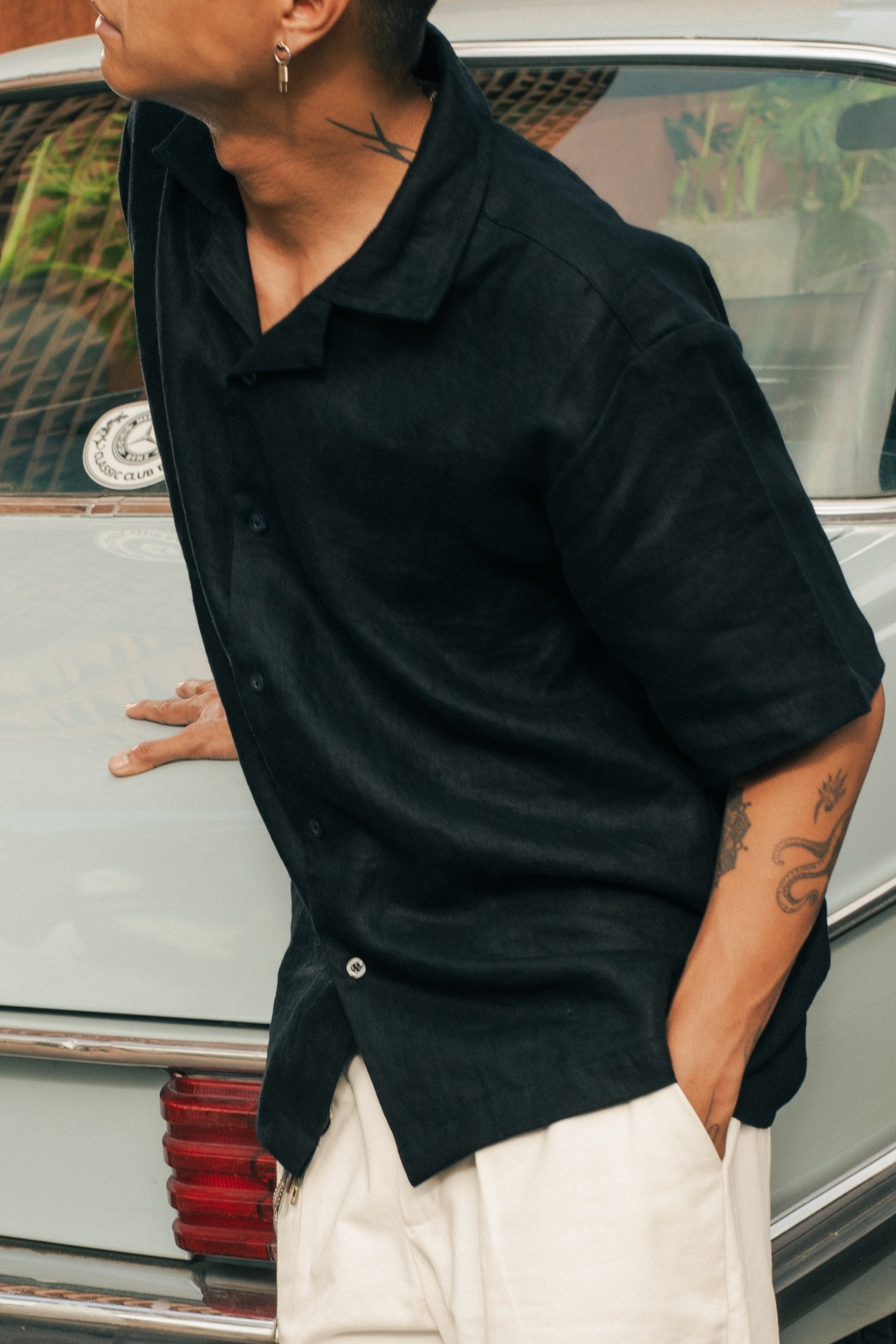 Linen Camper Collar Shirt