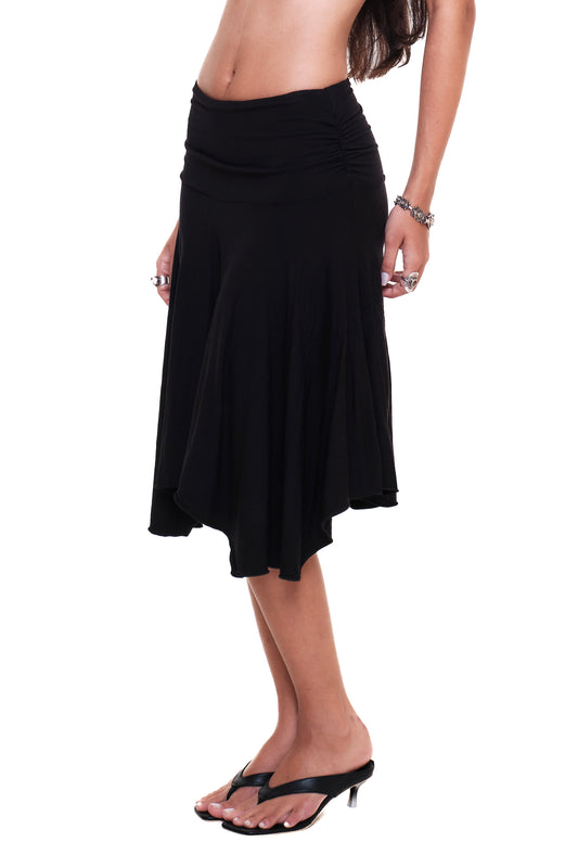 Lycra Ruched Midi Skirt