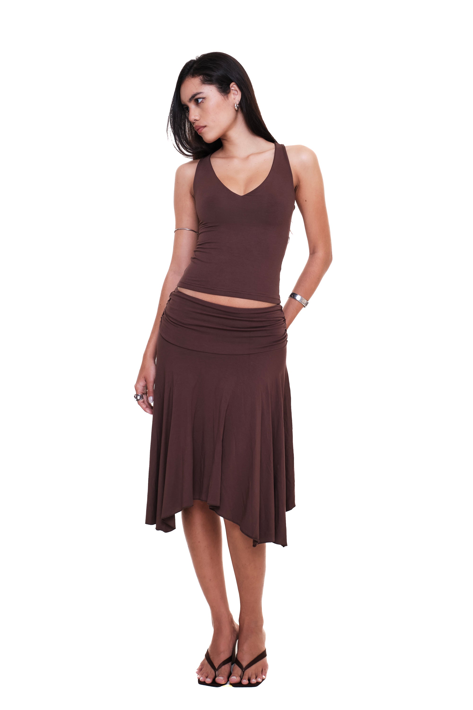 Lycra Ruched Midi Skirt