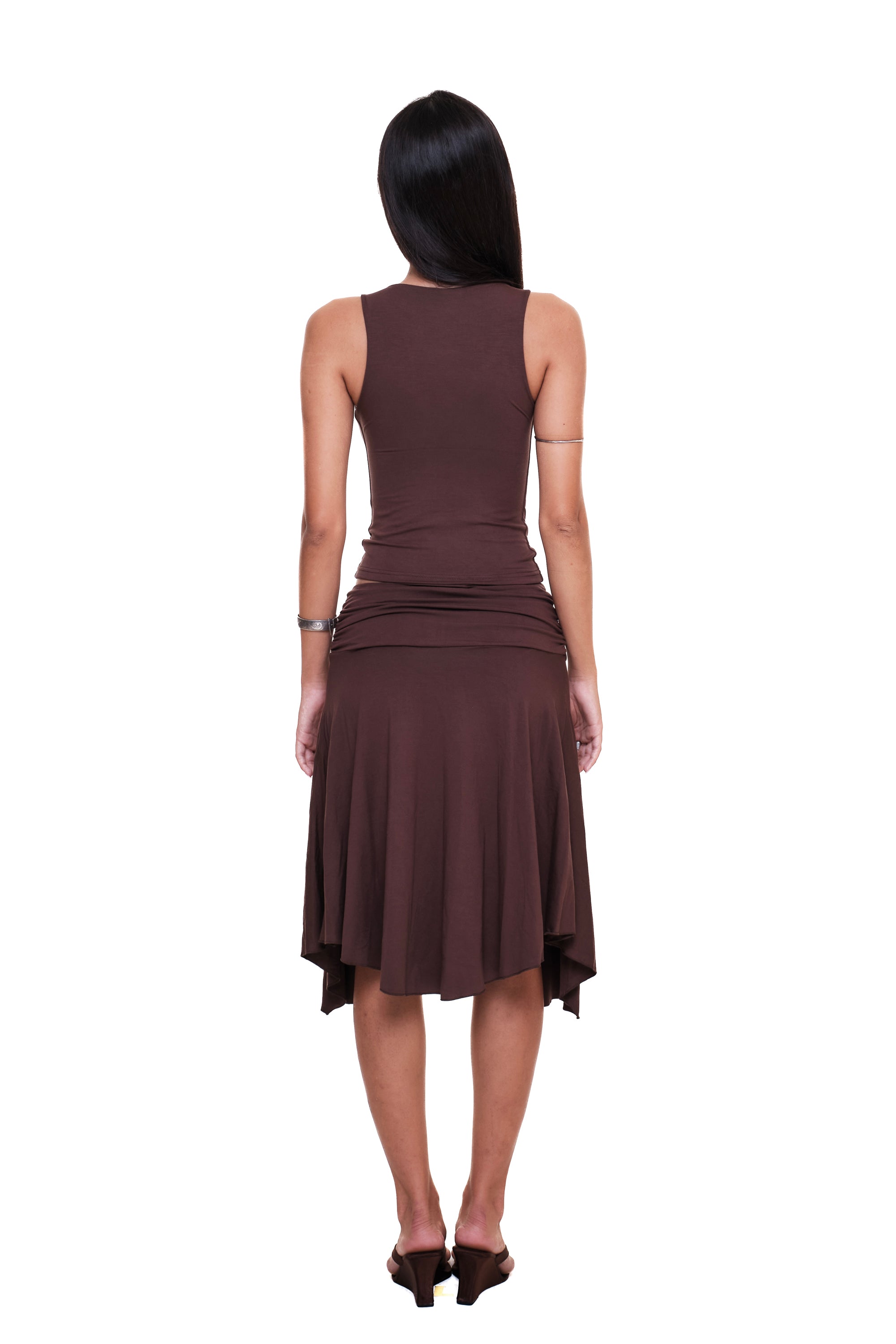 Lycra Ruched Midi Skirt