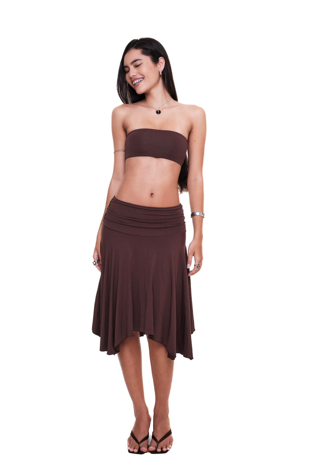 Lycra Ruched Midi Skirt