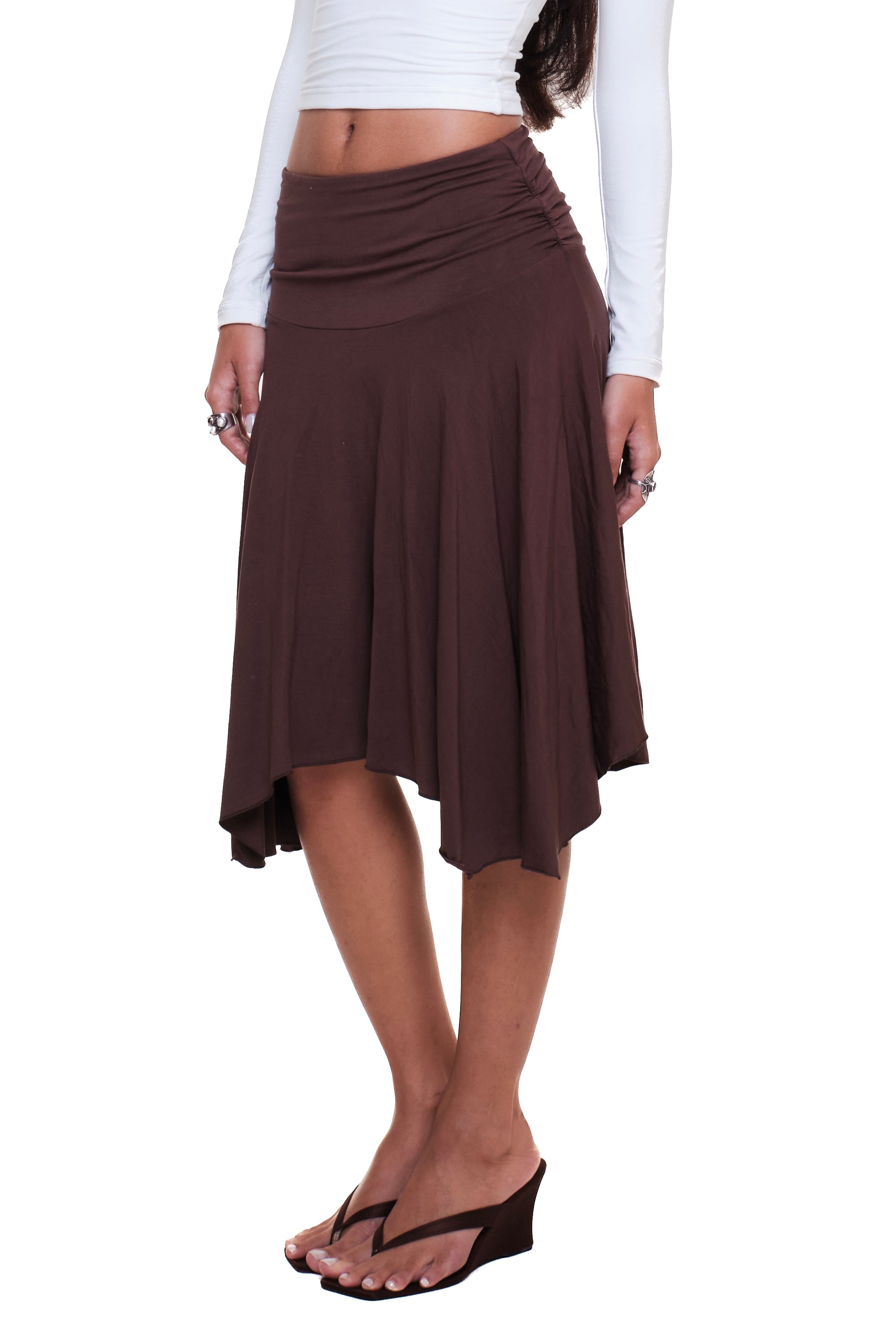 Lycra Ruched Midi Skirt