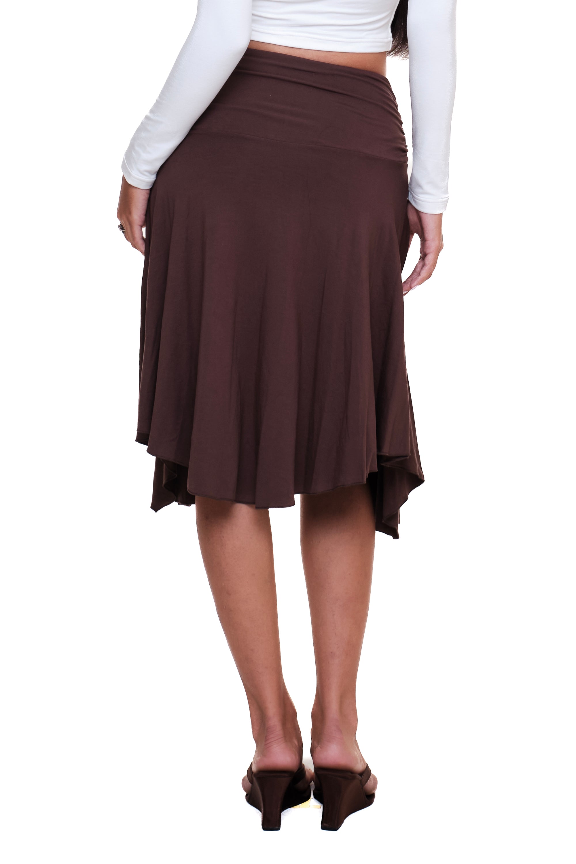 Lycra Ruched Midi Skirt