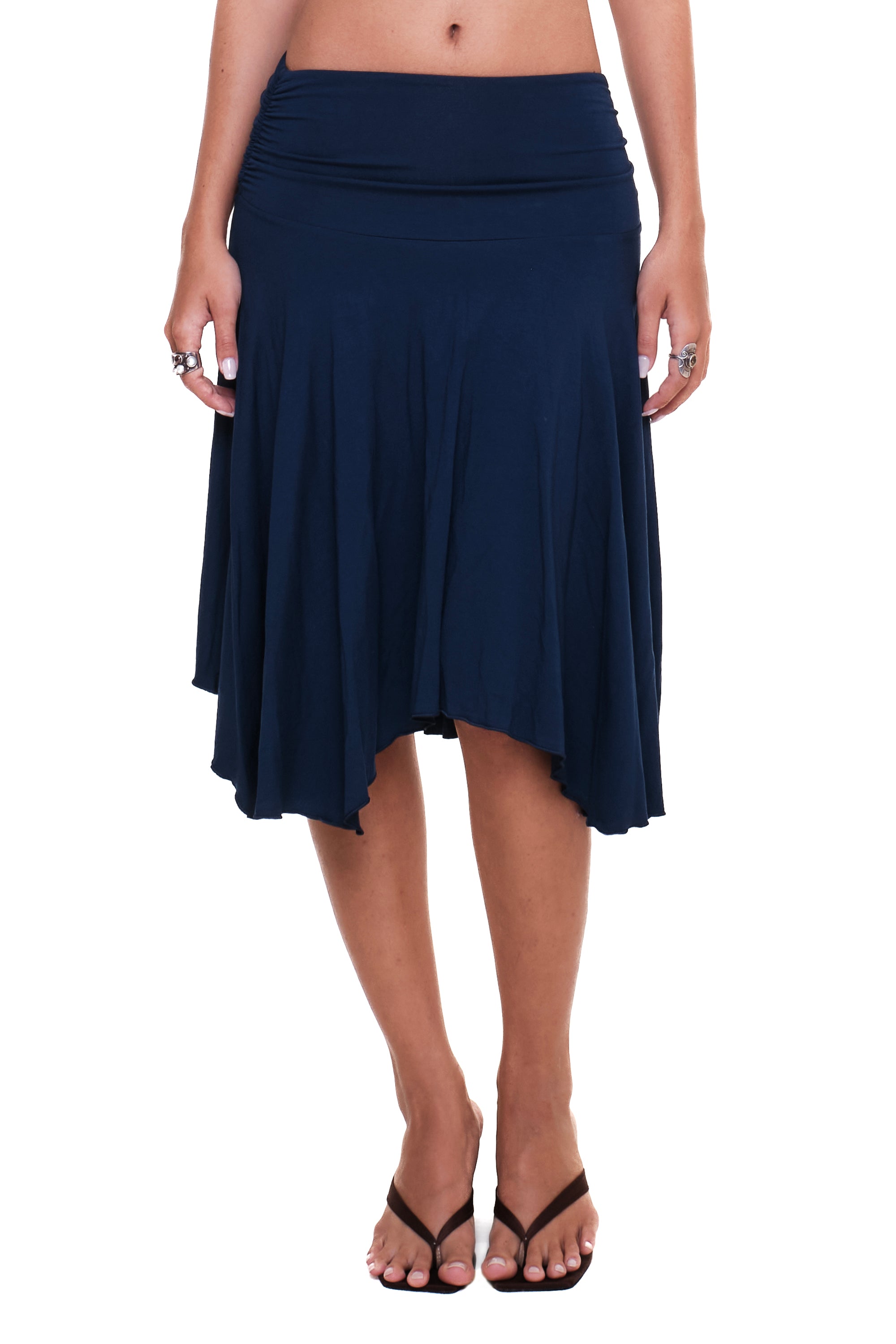 Lycra Ruched Midi Skirt