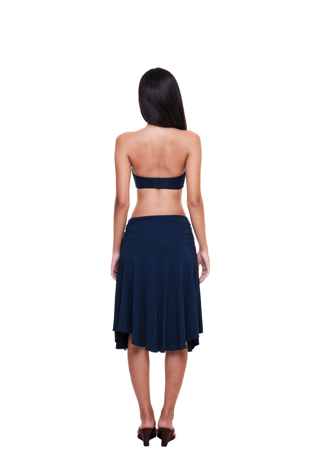 Lycra Ruched Midi Skirt