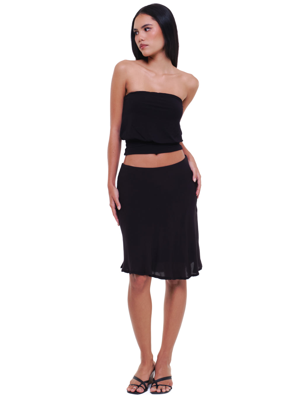 Rayon Bias Midi Skirt