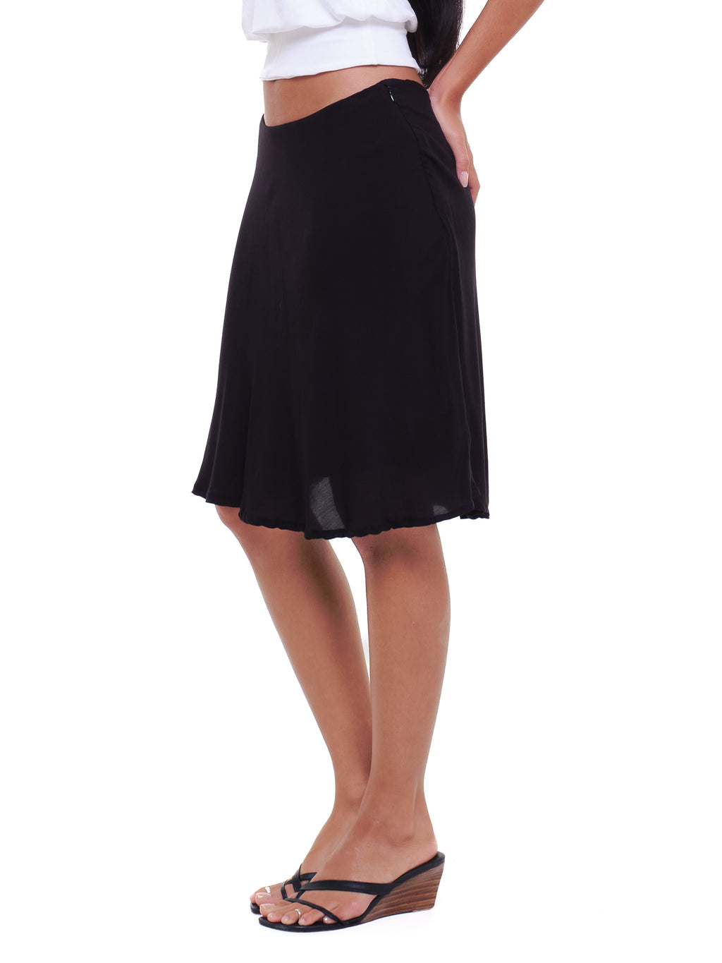 Rayon Bias Midi Skirt