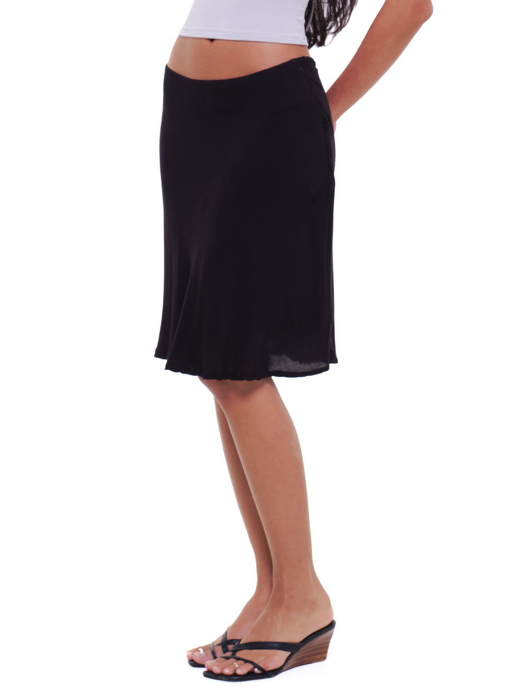 Rayon Bias Midi Skirt