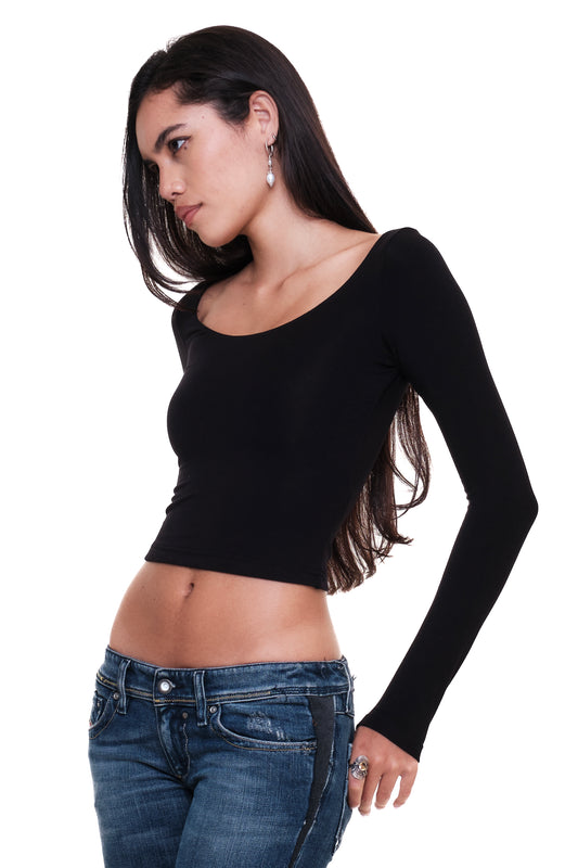 Lycra Scoop Neck Long Sleeve