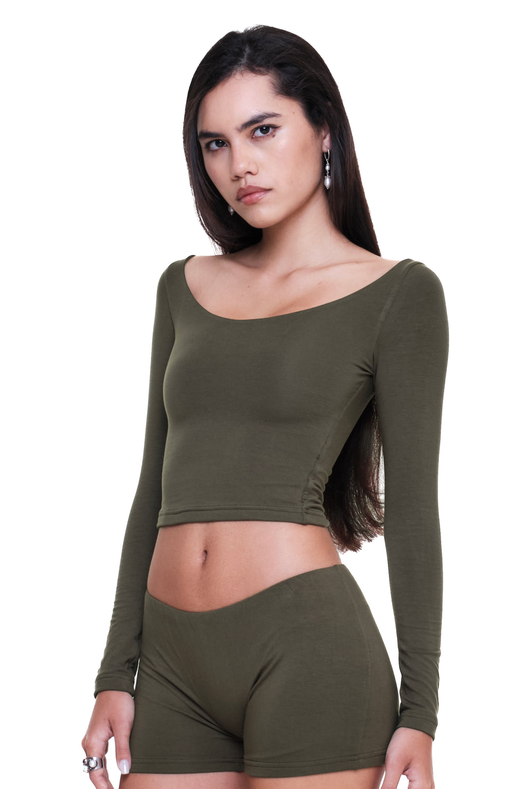 Lycra Scoop Neck Long Sleeve