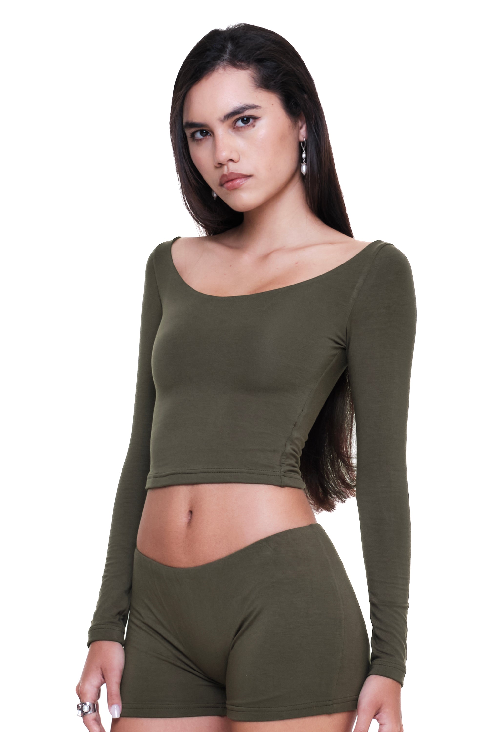 Lycra Scoop Neck Long Sleeve