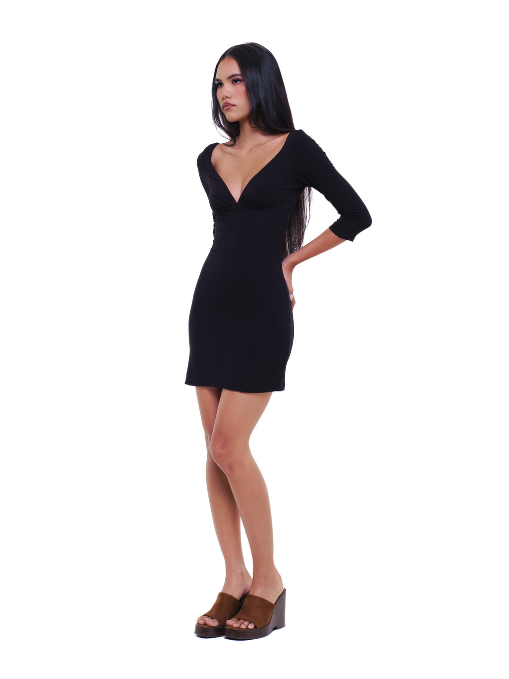 Lycra V Neck Reversible Mini Dress