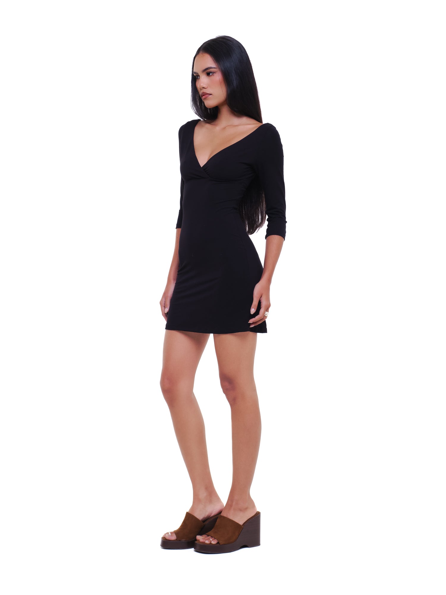 Lycra V Neck Reversible Mini Dress