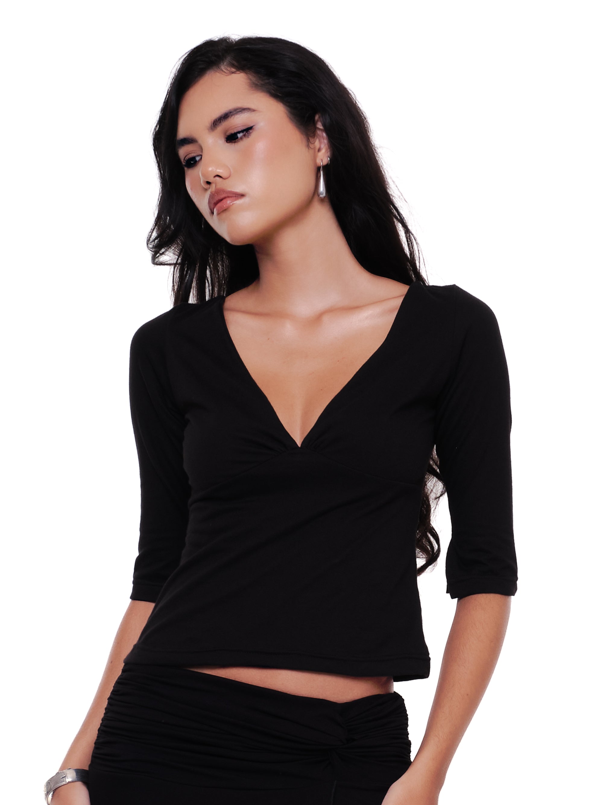 Cotton V Neck Half Sleeve